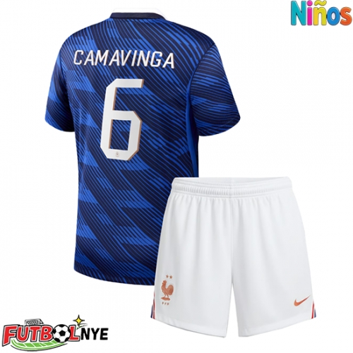Camiseta Francia Eduardo Camavinga #6 Primera Equipación para niños Mundial 2026 manga corta (+ pantalones cortos)